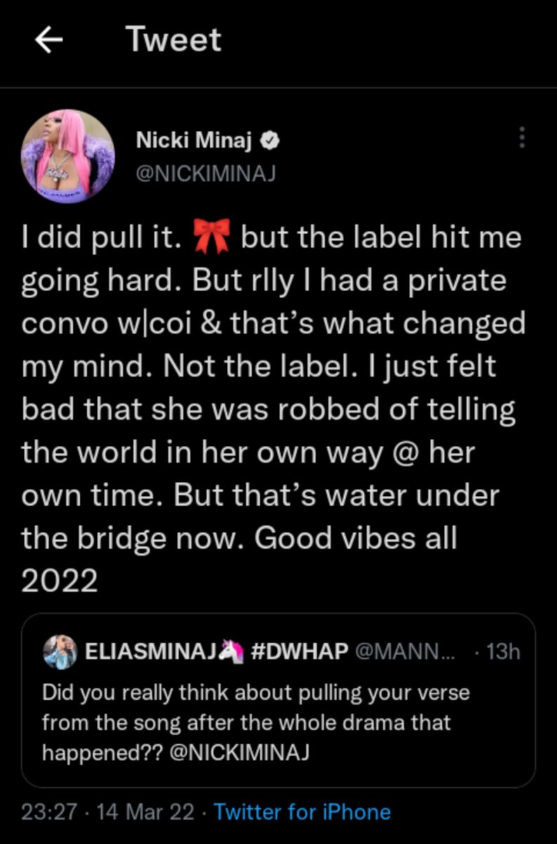 Nicki Minaj Makes It Clear Why She Had Her Verse Initially Pulled From Coi Leray Collab 3
