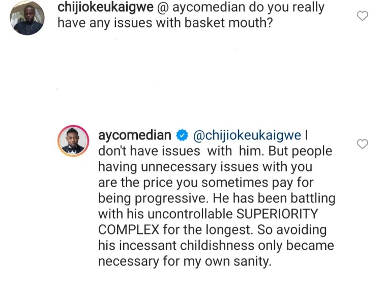 Still Beef'N: Basketmouth Responds To Ay'S Comments; Blasts Him And Says “I No Want Make That Guy Near Me” 3