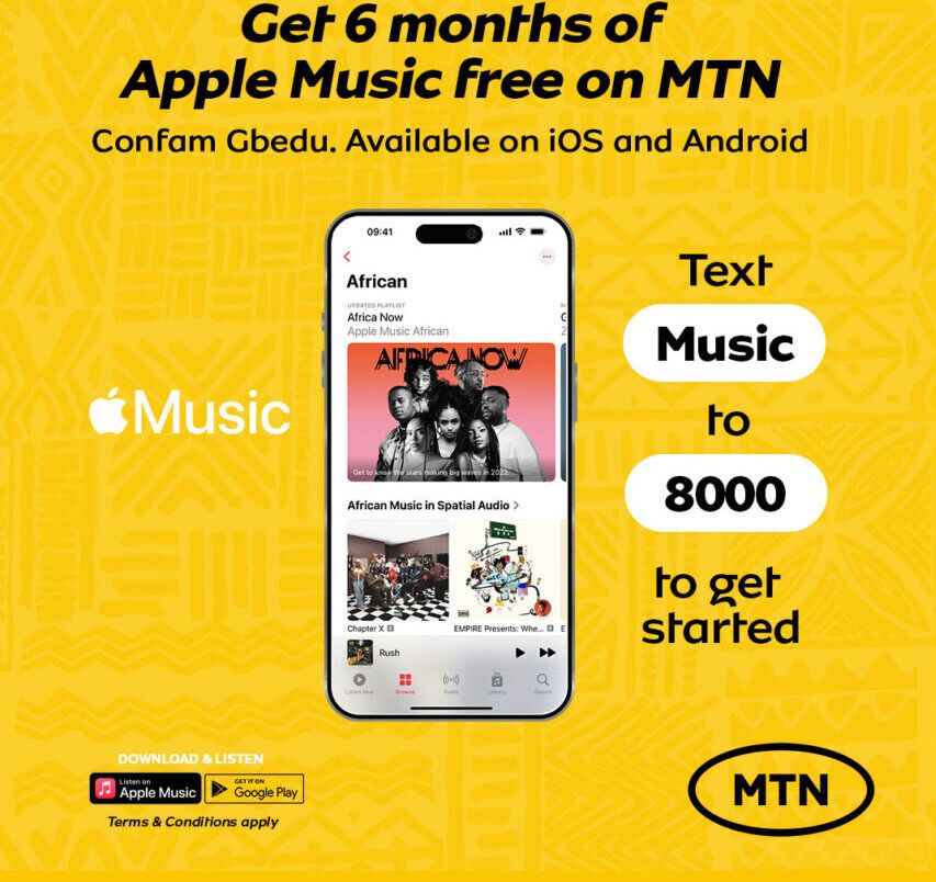 Goodnews!: Mtn Collaborates With Apple Music; Offers Nigerian Users 6 Months Free Trial 3