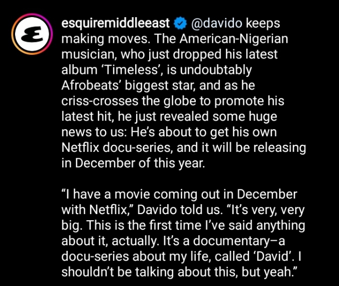 Davido Announces Upcoming Netflix Series &Amp; Plans For Osun State 'Timeless' Concert 2