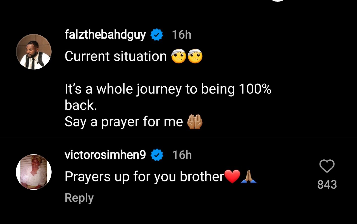 Victor Osimhen And Wilfred Ndidi React Following Falz'S Surgery In The Uk 2