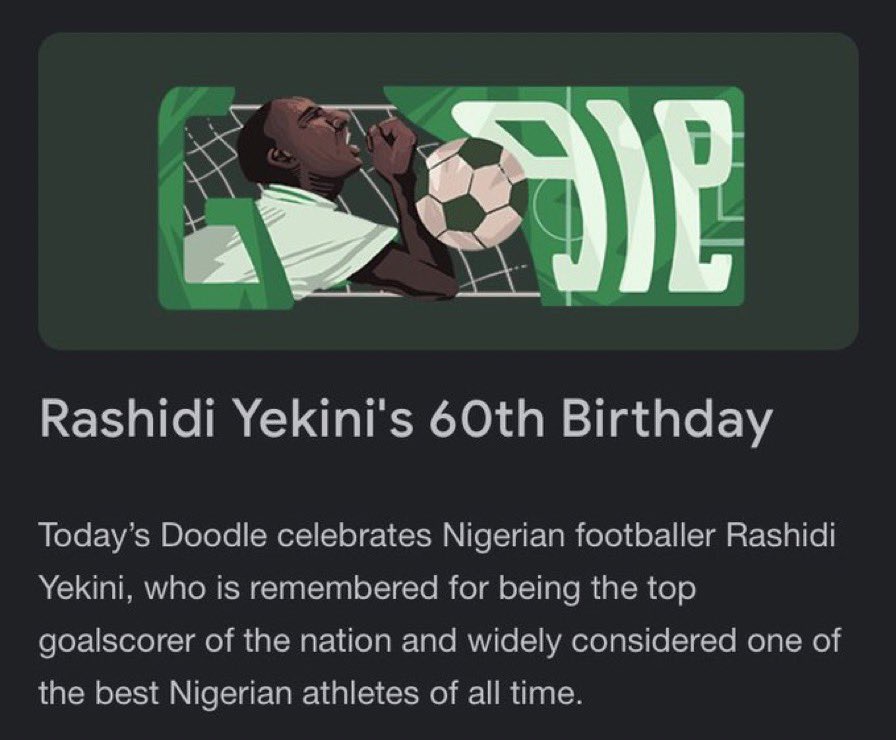 Rashidi Yekini'S Legacy Celebrated By Google Doodle On 60Th Birthday 3