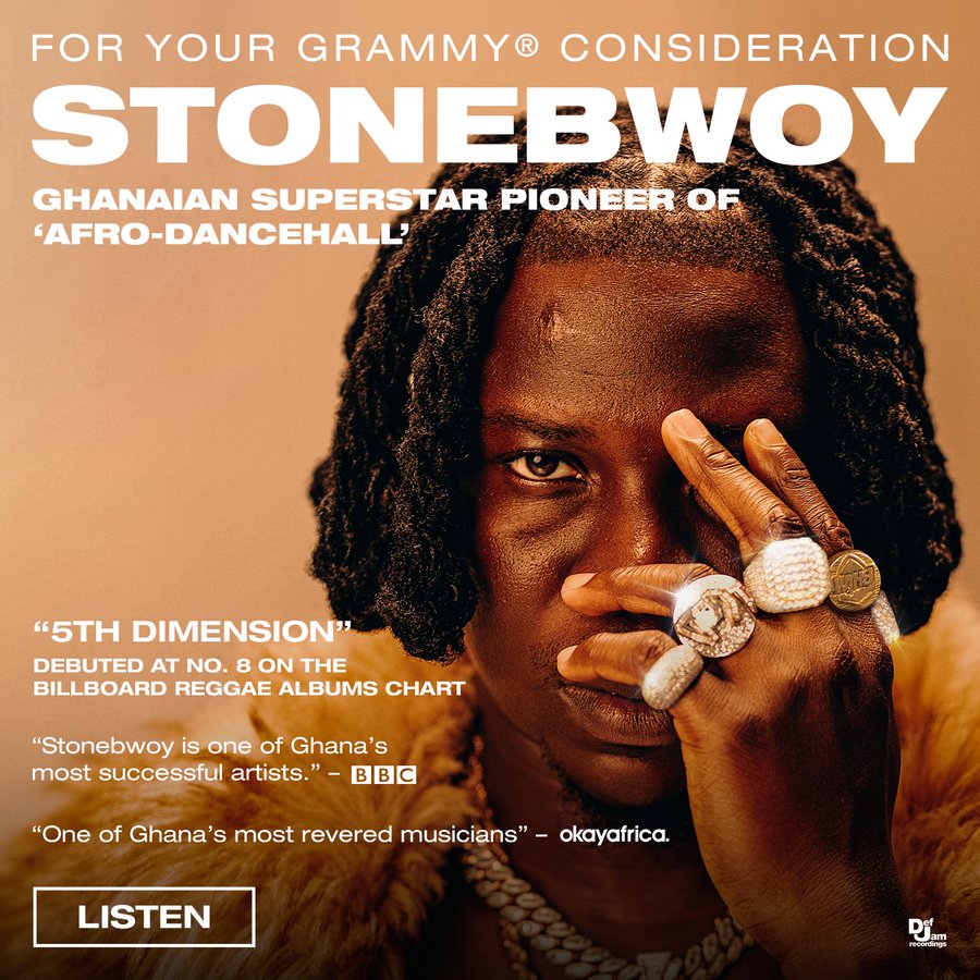 Netizens Continue To React As Stonebwoy Eyes Grammy With &Quot;For Your Grammy Consideration&Quot; Banner 2