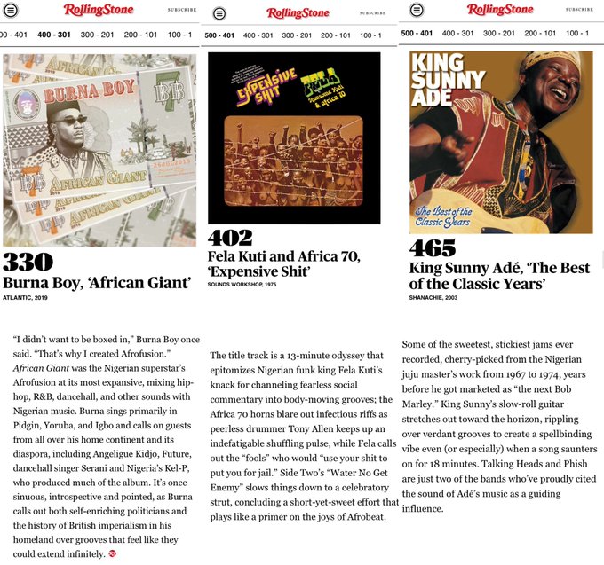 Fela Kuti, Sunny Ade, And Burna Boy Feature Among Rolling Stone'S 500 Greatest Albums 2