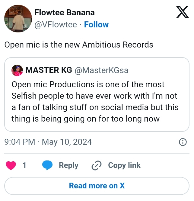 Master Kg Slams Open Mic Productions In New Tweets 1